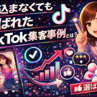売り込まなくても選ばれたTikTok集客事例を解説するアイキャッチ画像。信頼構築によって自然に選ばれるTikTok集客事例をイメージしたビジュアル。