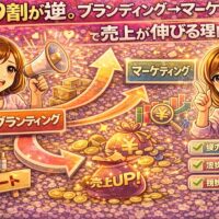 ブランディング マーケティングの正しい順番で売上が伸びる理由を解説した図解イラスト