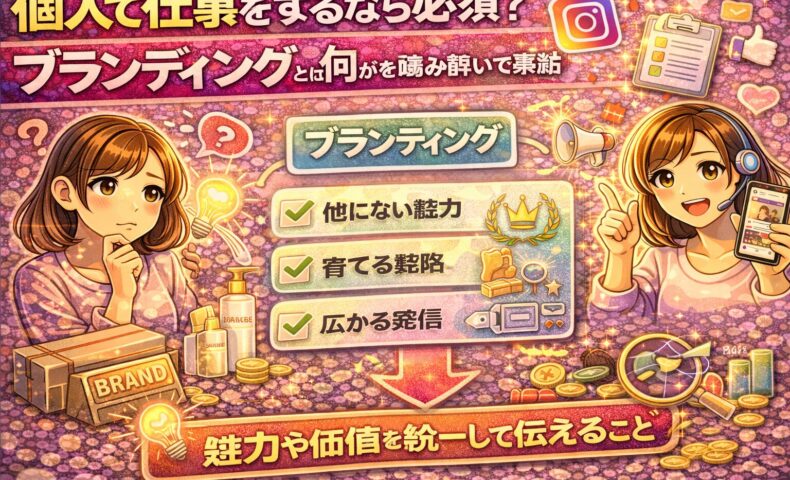 個人で仕事をする人に向けて、ブランディングとは何かを噛み砕いて解説した図解イラスト