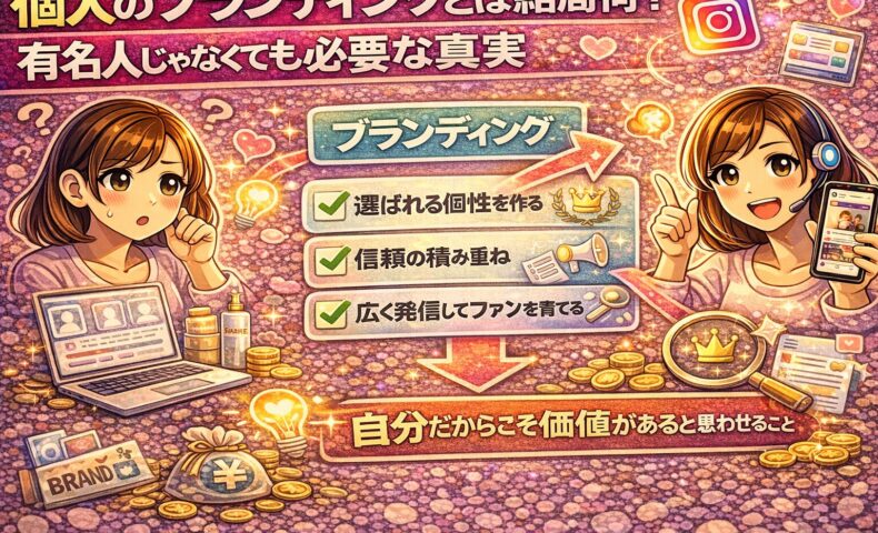 個人のブランディングとは何かを解説し、有名人でなくても必要な理由を図解したイラスト