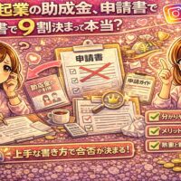 女性起業の助成金は申請書で9割決まる理由を分かりやすく解説した図解イラスト