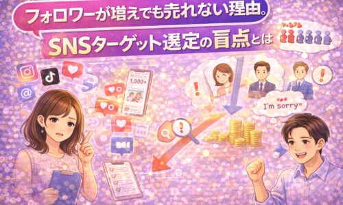フォロワーが増えても売れない原因を解説するSNSターゲット選定の盲点を表したイラスト