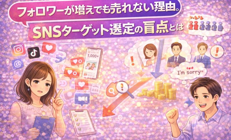 フォロワーが増えても売れない原因を解説するSNSターゲット選定の盲点を表したイラスト