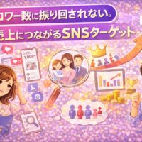 フォロワー数に振り回されず売上につなげるSNS広告の必要性と判断基準を表したイラスト