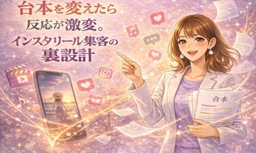 台本を変えたことでインスタリール集客の反応が激変した理由を、インスタリールと台本設計の関係で解説したイラスト