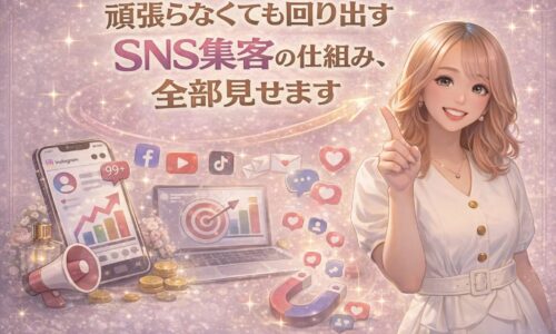 頑張らなくても回り出すSNS集客の仕組みを解説する、女性起業家向けSNS集客のイメージ画像