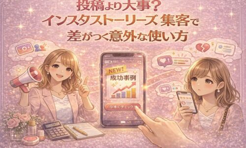 インスタストーリーズ集客で差がつく使い方を解説するイメージ。投稿より重要なストーリーズ活用で集客成果が伸びる様子を表現したビジュアル。