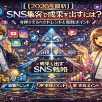 2026年最新のSNS集客戦略を解説するイメージ。Instagram・TikTok・YouT
