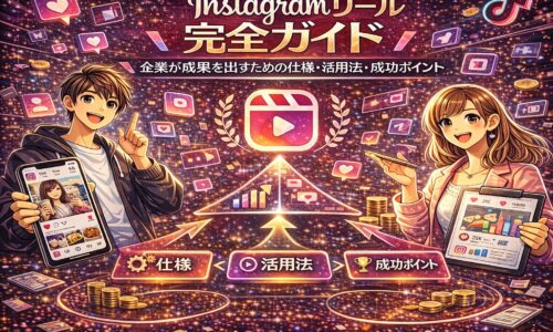2026年版Instagramリール完全ガイドのイメージ画像。企業が成果を出すためのリール仕様・活用法・成功ポイントを図解で解説